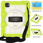 Per iPad Pro 11 2024 Custodia antiurto per tablet in silicone ibrido per PC con tracolla (Love Birds Green)