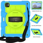 Per iPad Pro 11 2024 Custodia tablet antiurto per PC ibrido in silicone con tracolla (verde-bluastro)