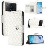 Per Xiaomi Poco X6 Pro / Redmi K70E Custodia per telefono in pelle con texture rombica con cordino (Bianco)