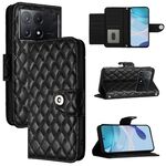 Per Xiaomi Poco X6 Pro / Redmi K70E Custodia per telefono in pelle con texture rombica con cordino (Nero)