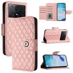 Per Xiaomi Poco X6 Pro / Redmi K70E Custodia per cellulare in pelle con texture rombica con cordino (rosa corallo)