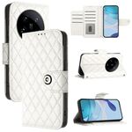 Per Xiaomi 14 Custodia per cellulare in pelle con texture ultra rombica con cordino (bianco)