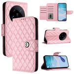 Per Xiaomi 14 Custodia per telefono in pelle con texture ultra rombica con cordino (rosa)