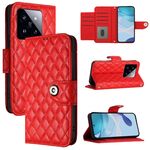 Per Xiaomi 14 Pro Custodia per cellulare in pelle con texture rombica con cordino (rosso)