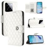 Per Xiaomi 14 Custodia per cellulare in pelle con texture rombica con cordino (bianco)