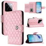 Per Xiaomi 14 Custodia per cellulare in pelle con texture rombica con cordino (rosa)