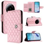 Per Xiaomi 13 Custodia per telefono in pelle con texture ultra rombica con cordino (rosa)