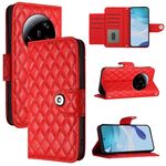 Per Xiaomi 13 Custodia per telefono in pelle con texture ultra rombica con cordino (rosso)