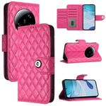 Per Xiaomi 13 Custodia per cellulare in pelle con texture ultra rombica con cordino (rosa rosso)