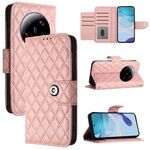 Per Xiaomi 13 Custodia per telefono in pelle con texture ultra rombica con cordino (rosa corallo)