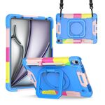 Per iPad Air 11 2024 Custodia con impugnatura in silicone ibrida per tablet PC con cinturino (blu mimetico)