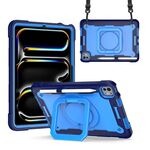 Per iPad Pro 11 2024 Custodia con impugnatura in silicone ibrida per tablet PC con cinturino (blu navy blu)