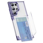 Per Samsung Galaxy S22 Ultra 5G Porta carte Custodia per telefono ibrida in acrilico TPU (viola trasparente)