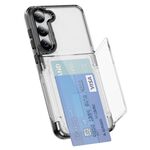 Per Samsung Galaxy S23+ 5G Porta carte Custodia per telefono in TPU ibrido acrilico (nero trasparente)