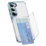 Per Samsung Galaxy S23+ 5G Porta carte Custodia per telefono in acrilico ibrido in TPU (blu trasparente)