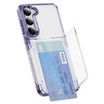 Per Samsung Galaxy S23+ 5G Porta carte Custodia per telefono ibrida in acrilico TPU (viola trasparente)