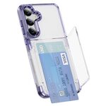 Per Samsung Galaxy S23 FE 5G Custodia per telefono in TPU ibrida acrilica con porta carte (viola trasparente)
