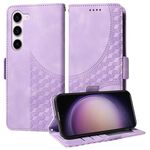 Custodia per telefono in pelle stellata con rombo goffrato per Samsung Galaxy S23 5G (viola)