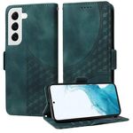 Per Samsung Galaxy S22+ 5G Custodia per telefono in pelle con motivo a rombi in rilievo e stelle (verde)