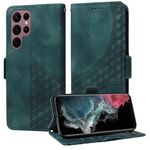 Custodia per telefono in pelle stellata con rombo goffrato per Samsung Galaxy S22 Ultra 5G (verde)