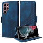 Custodia per telefono in pelle stellata con rombo goffrato per Samsung Galaxy S22 Ultra 5G (blu)