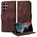 Custodia per telefono in pelle stellata con rombo goffrato per Samsung Galaxy S22 Ultra 5G (marrone)