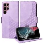 Custodia per telefono in pelle stellata con rombo goffrato per Samsung Galaxy S22 Ultra 5G (viola)