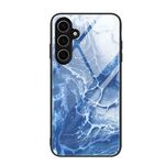 Per Samsung Galaxy S24 FE 5G Custodia protettiva in vetro con motivo marmorizzato (blu oceano)