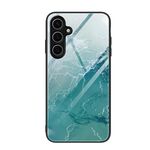 Per Samsung Galaxy S24 FE 5G Custodia protettiva in vetro con motivo marmorizzato (oceano verde)