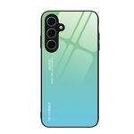 Per Samsung Galaxy S24 FE 5G Custodia per telefono in vetro colorato sfumato (verde ciano)