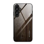 Per Samsung Galaxy S24 FE 5G Custodia per cellulare in vetro con venature del legno (nera)