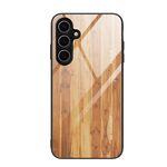 Per Samsung Galaxy S24 FE 5G Custodia per telefono in vetro con venature del legno (giallo)