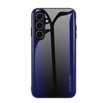 Per Samsung Galaxy S24 FE 5G Custodia per cellulare in vetro TPU con texture sfumata (blu scuro)