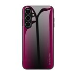 Per Samsung Galaxy S24 FE 5G Custodia per cellulare in vetro TPU con trama sfumata (rosa rosso)