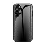 Per Samsung Galaxy S24 FE 5G Custodia per telefono in vetro TPU con trama sfumata (nera)