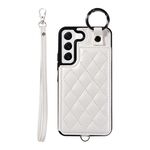 Per Samsung Galaxy S22 5G Custodia per cellulare con texture rombica con cordino corto (bianco)