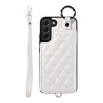 Per Samsung Galaxy S22+ 5G Custodia per cellulare con texture rombica con cordino corto (bianco)