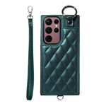 Per Samsung Galaxy S22 Ultra 5G Custodia per telefono con trama rombica e cordino corto (verde)