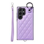 Per Samsung Galaxy S24 Ultra 5G Custodia per cellulare con texture rombica con cordino corto (viola)