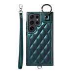 Per Samsung Galaxy S24 Ultra 5G Custodia per cellulare con texture rombica con cordino corto (verde)