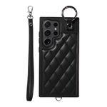 Per Samsung Galaxy S24 Ultra 5G Custodia per telefono con trama rombica e cordino corto (nero)