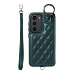 Per Samsung Galaxy S23 5G Custodia per cellulare con texture rombica con cordino corto (verde)
