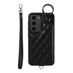 Per Samsung Galaxy S23 5G Custodia per cellulare con texture rombica con cordino corto (nero)