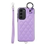 Per Samsung Galaxy S23+ 5G Custodia per cellulare con texture rombica con cordino corto (viola)