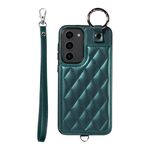 Per Samsung Galaxy S23+ 5G Custodia per cellulare con texture rombica con cordino corto (verde)