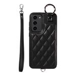 Per Samsung Galaxy S23+ 5G Custodia per cellulare con texture rombica con cordino corto (nero)
