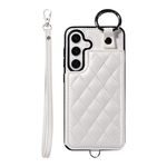 Per Samsung Galaxy S24 5G Custodia per cellulare con texture rombica con cordino corto (bianco)