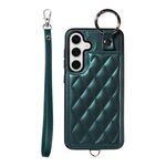 Per Samsung Galaxy S24 5G Custodia per cellulare con texture rombica con cordino corto (verde)