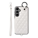 Per Samsung Galaxy S24+ 5G Custodia per cellulare con texture rombica con cordino corto (bianco)