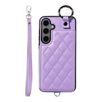 Per Samsung Galaxy S24+ 5G Custodia per cellulare con texture rombica con cordino corto (viola)